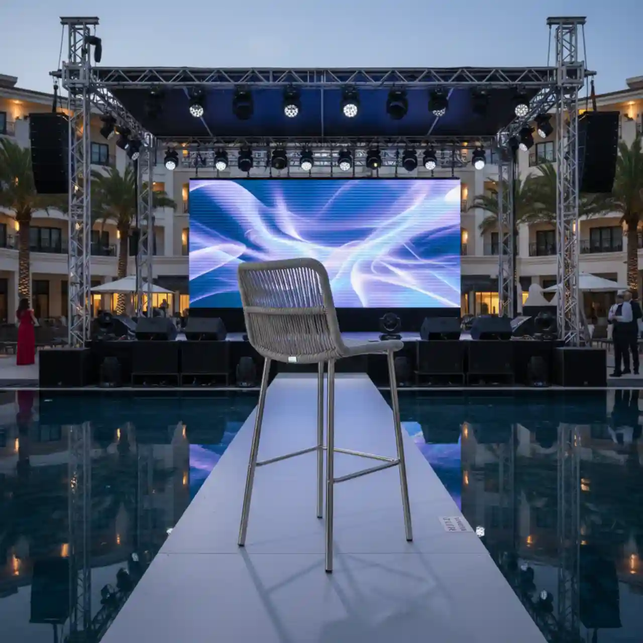 Барный стул плетеный из светло серого роупа Марсель стальной каркас