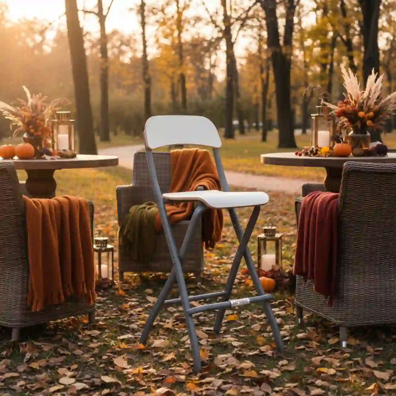 Барный стул складной Франклин белый с серыми ножками