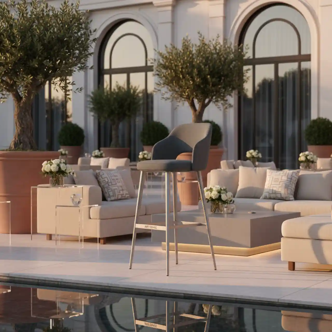 Барный стул серый Fabio