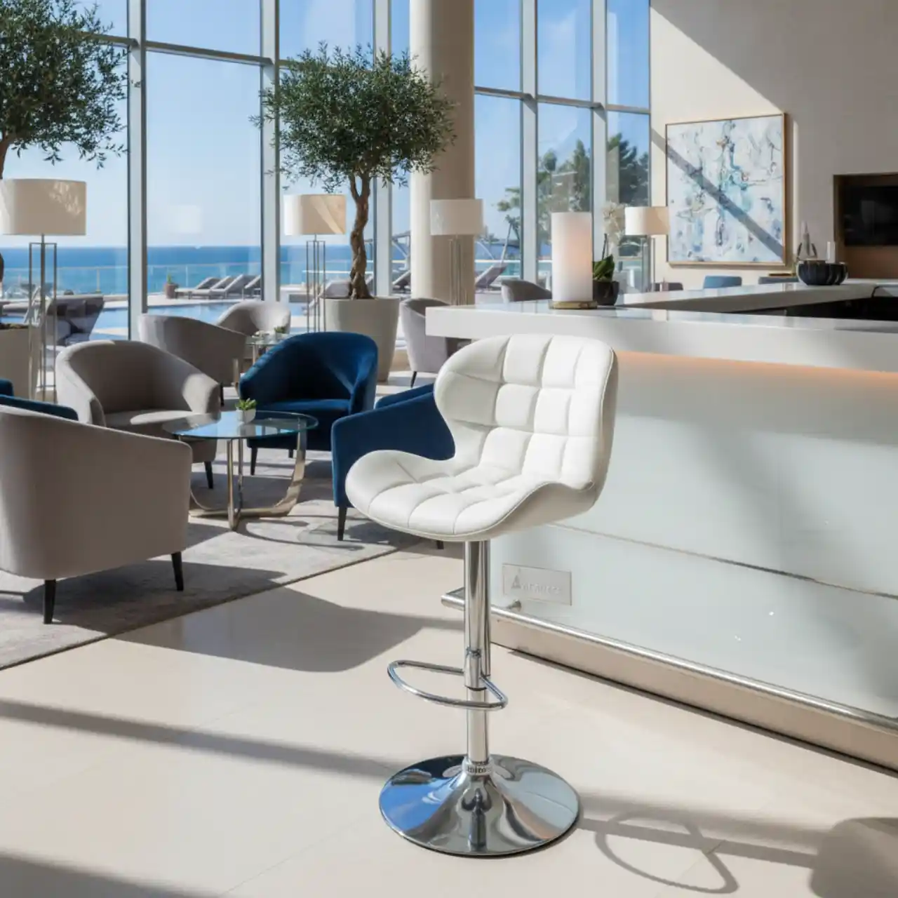 Барный стул Форт белая кожа