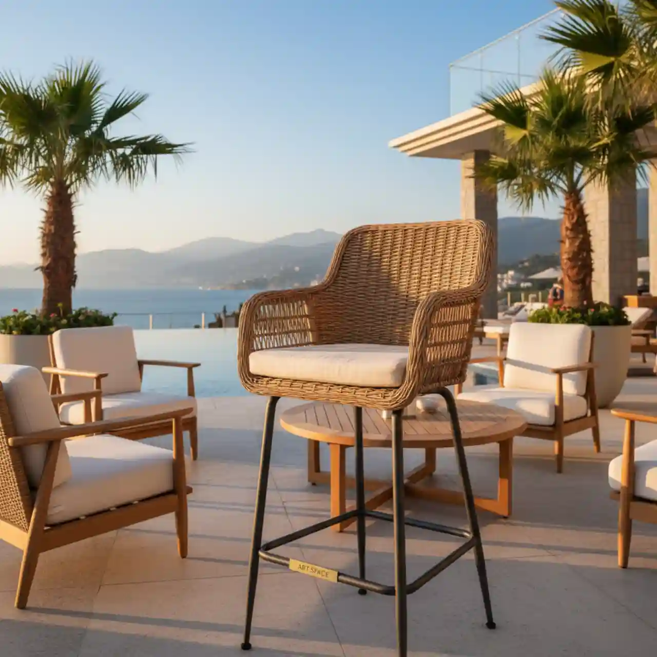 Барный стул плетеный