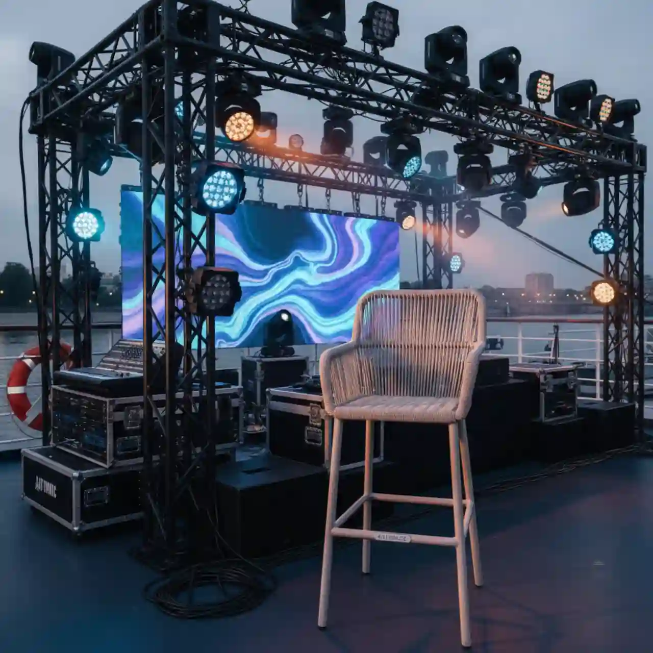 Барный стул Марсель плетеный из светло серого роупа