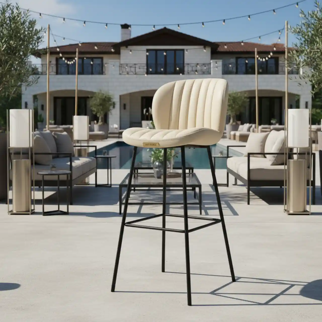 Барный стул Краков кремовая экокожа