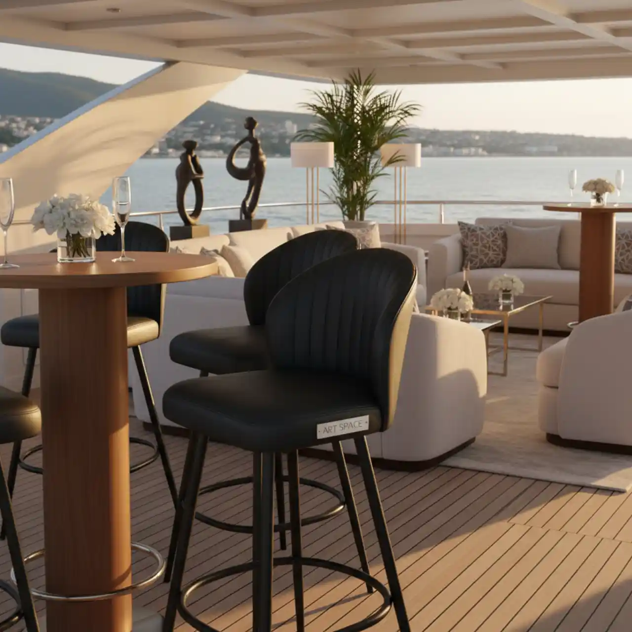 Барный стул Краков черная экокожа