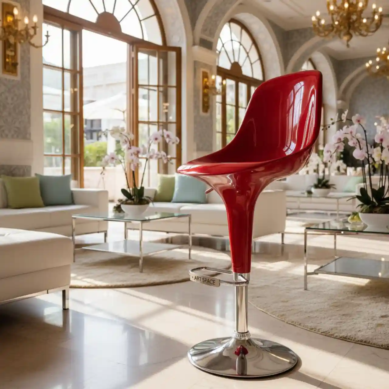 Барный стул красный пластиковый Bombo