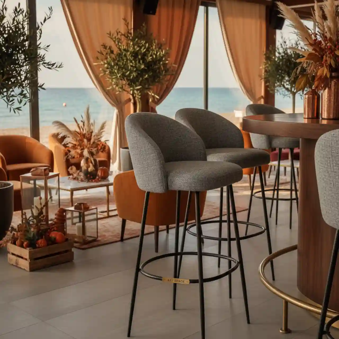 Барный стул Кельн рогожка серая