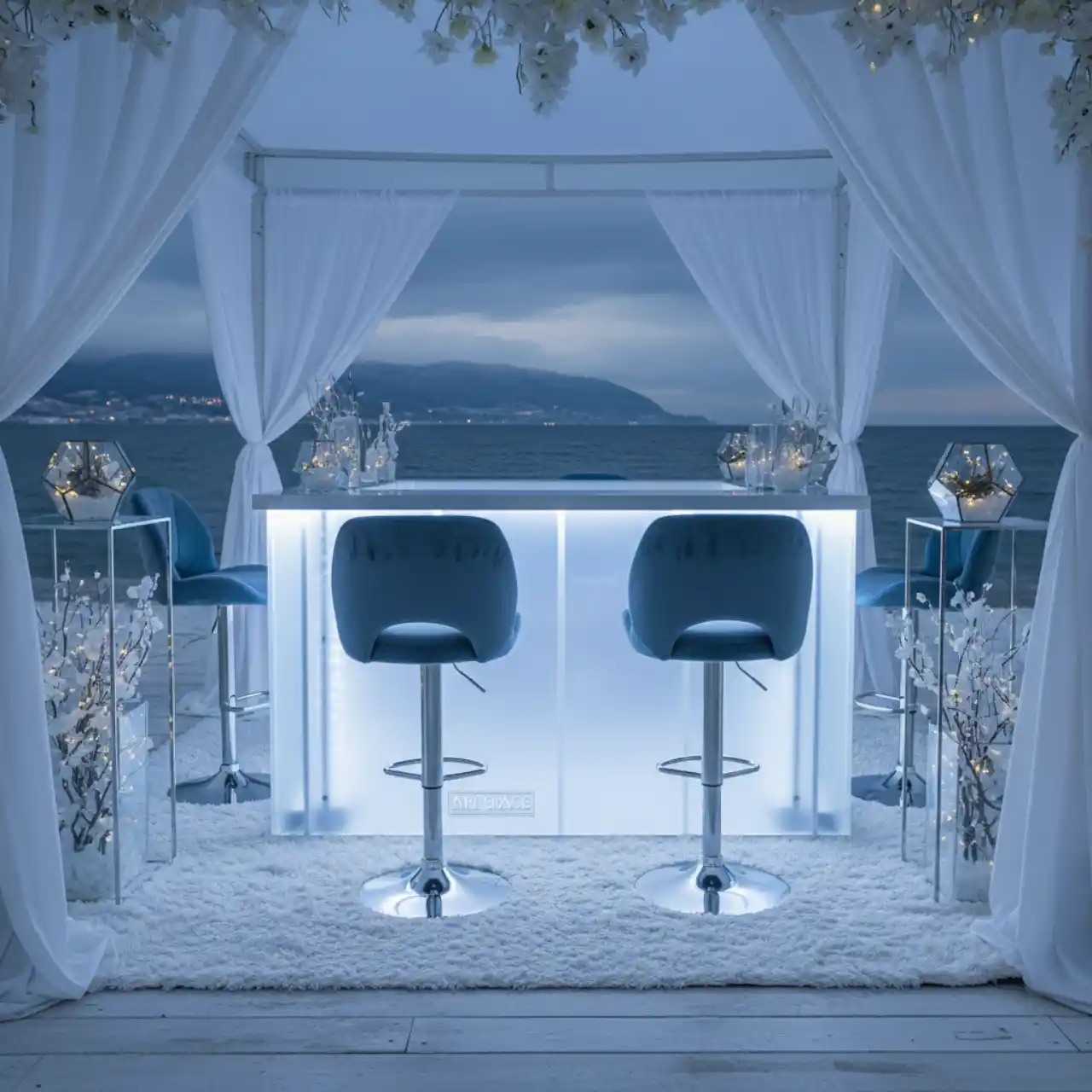 Барный стул Гардур велюр голубой