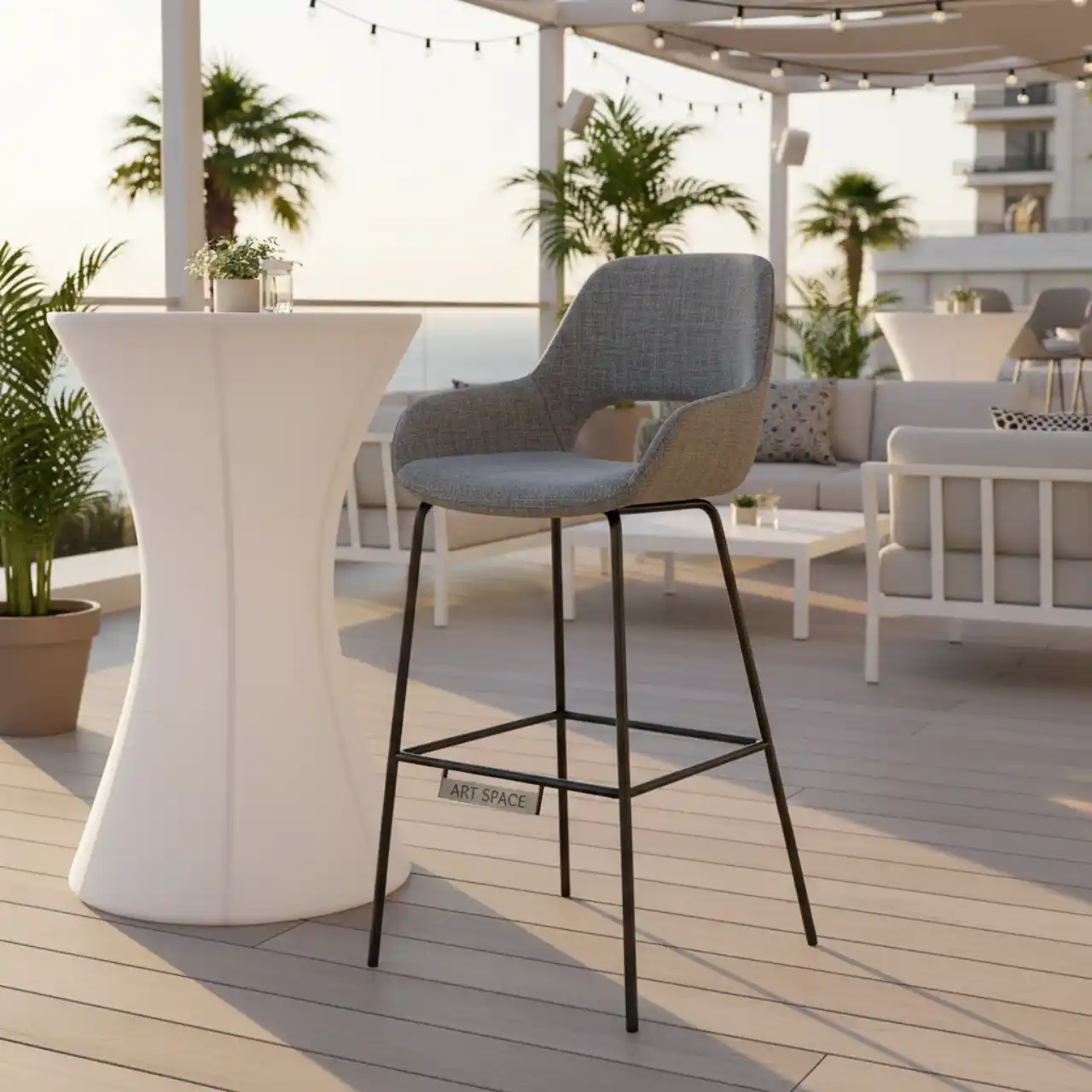 Барный стул Кельн рогожка серый