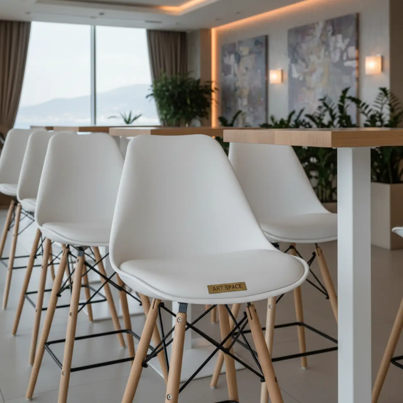 Барный стул дизайнерский Eames стиль DSW White