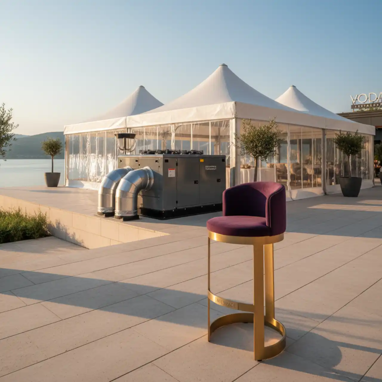 Барный стул Арканес золотая база фиолетовый велюр