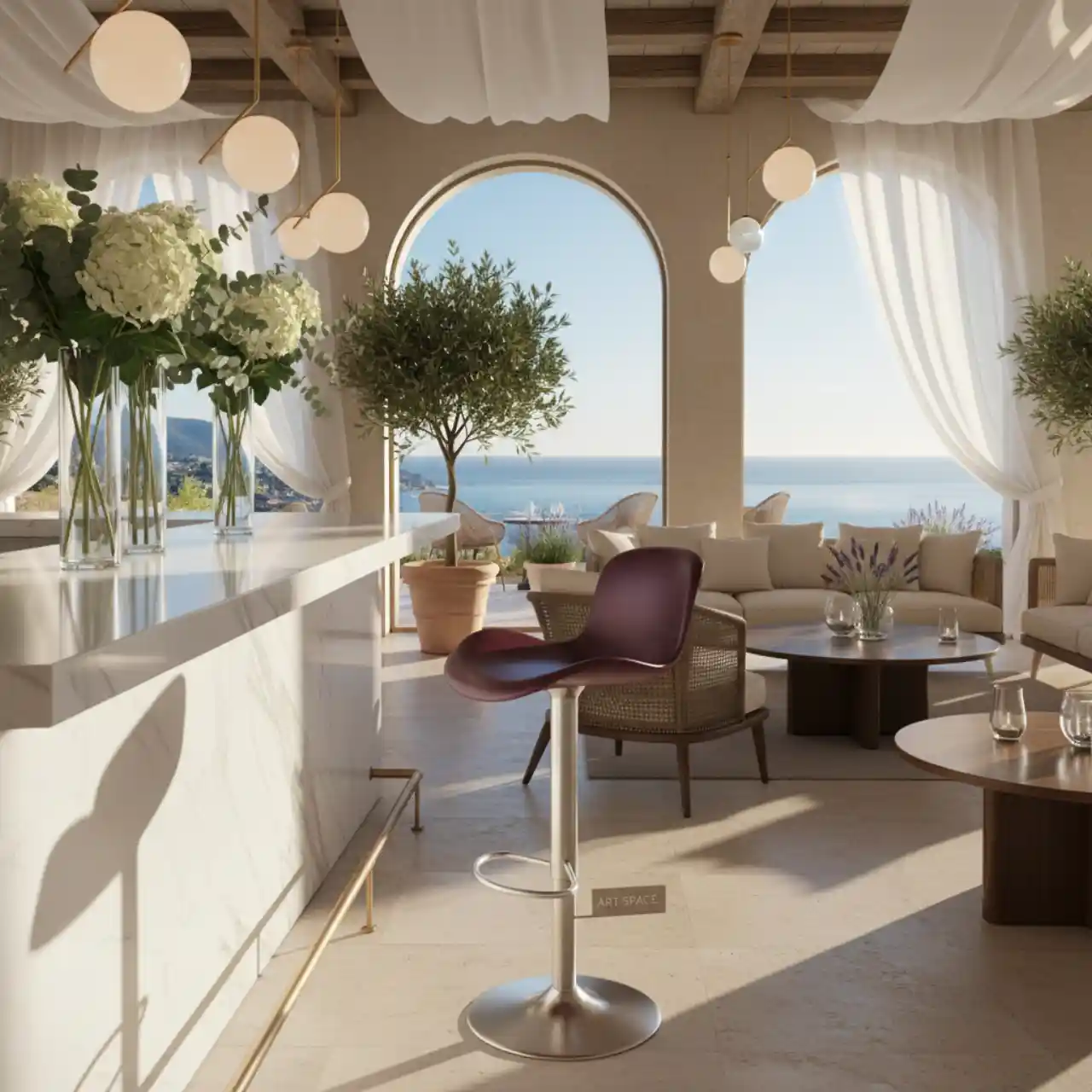 Барный стул бордовый металлик Bombo