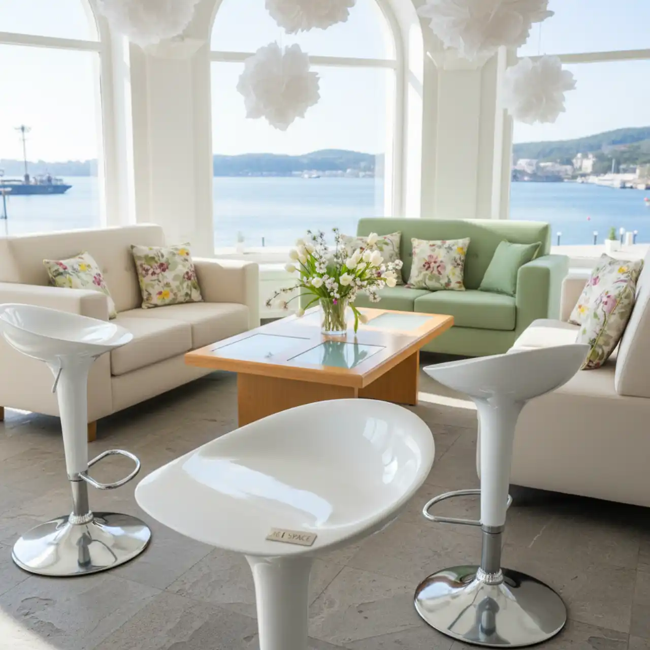 Барный стул белый пластиковый Bombo 01 012WT