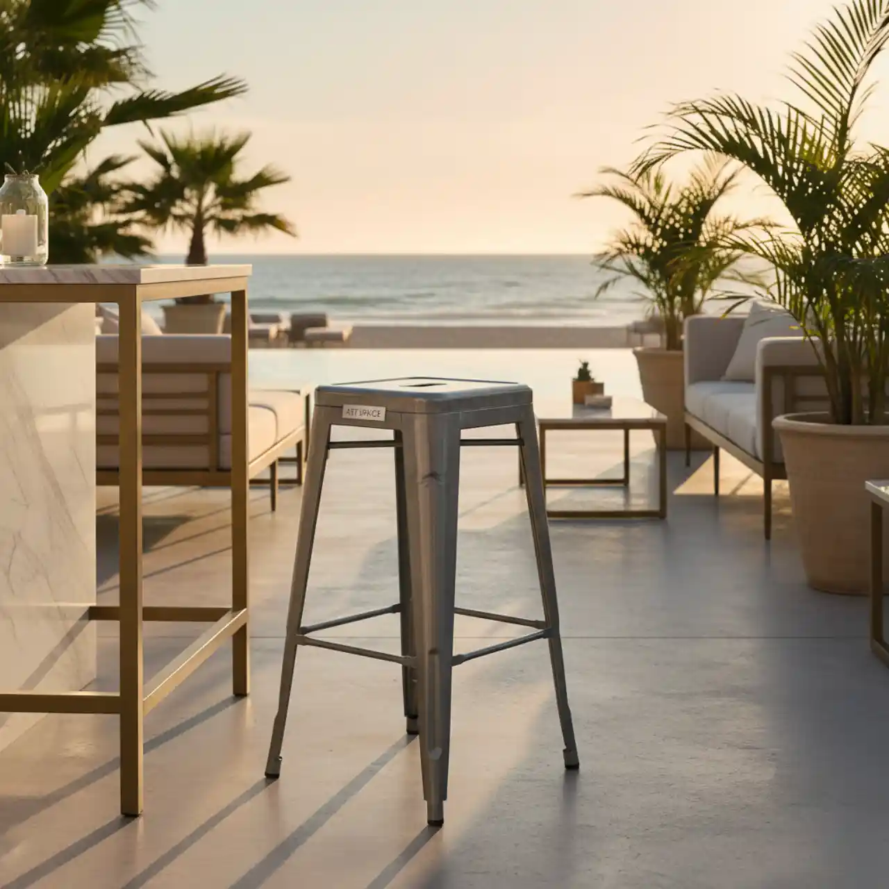 Барный стул Tolix серый металлический