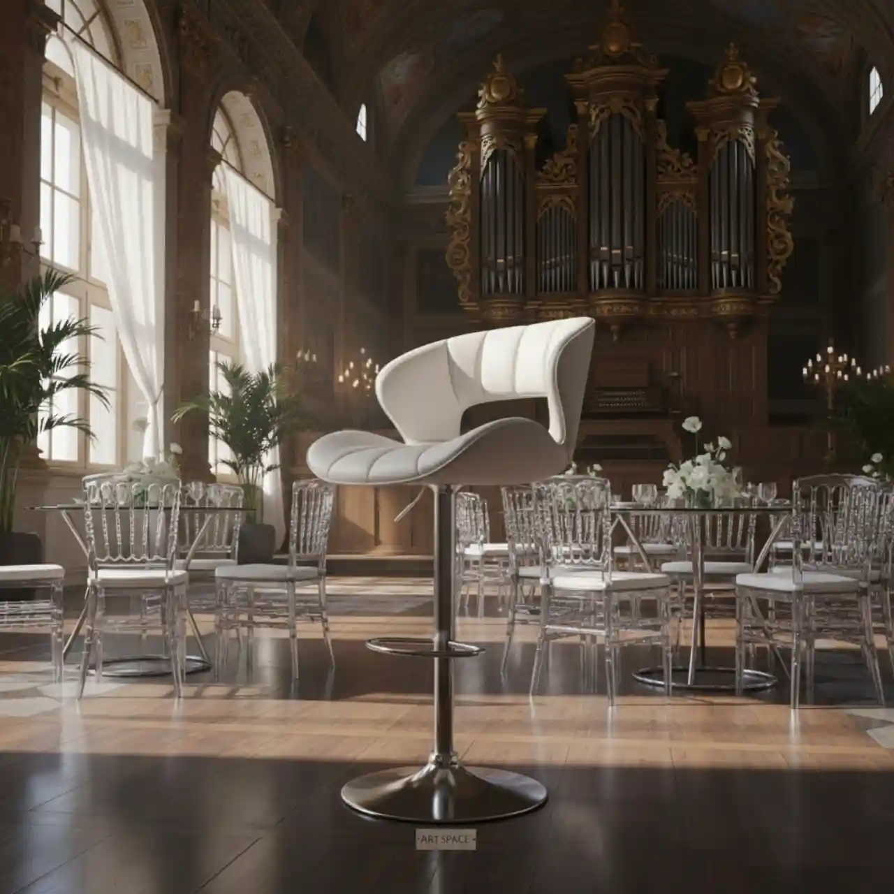 Барный стул Morbido Silver White