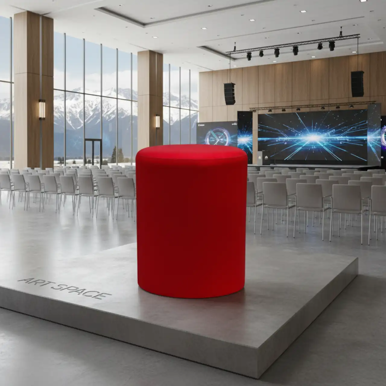 Пуфы мягкие, КРАСНЫЙ цвет, велюр