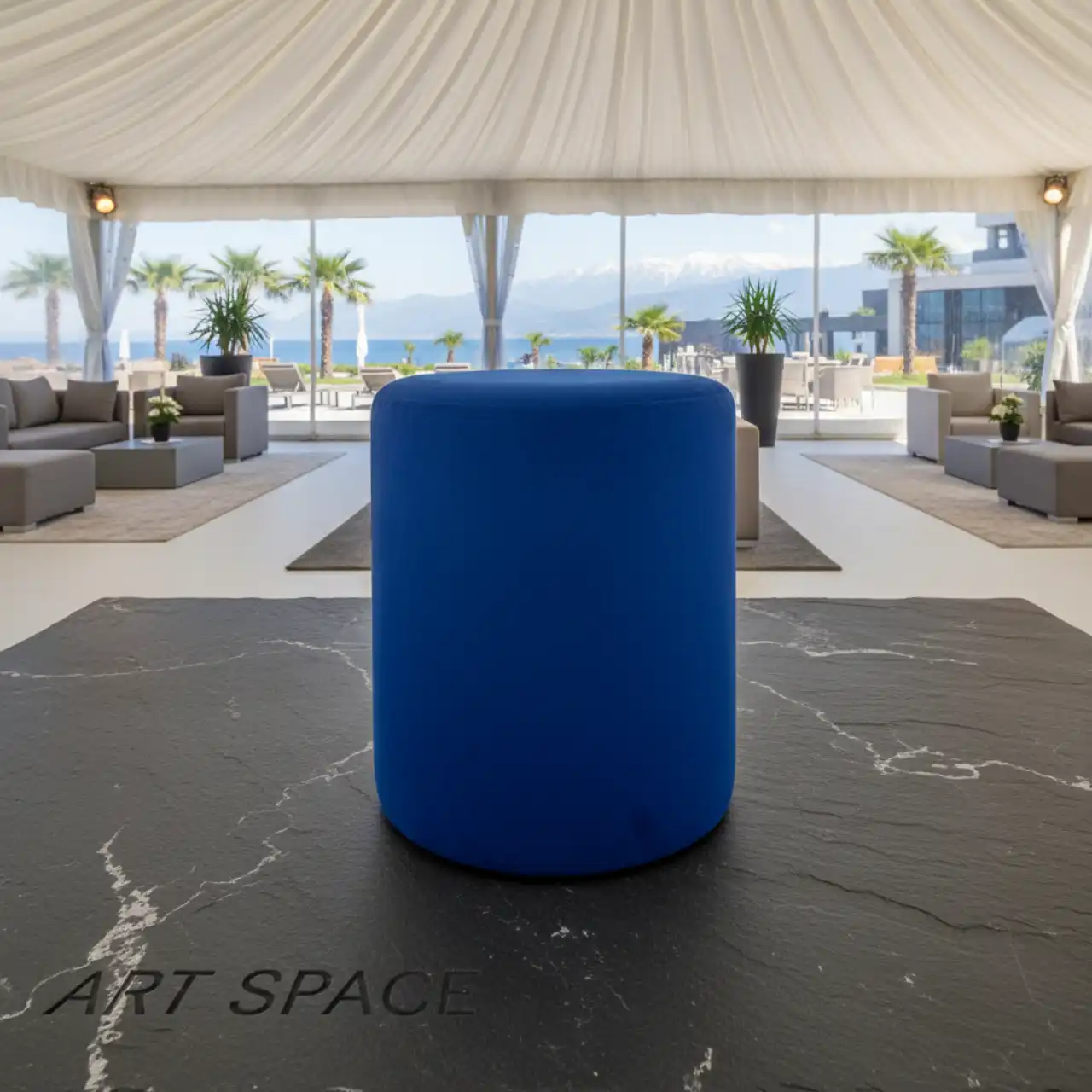 Пуфы мягкие, СИНИЙ цвет, велюр