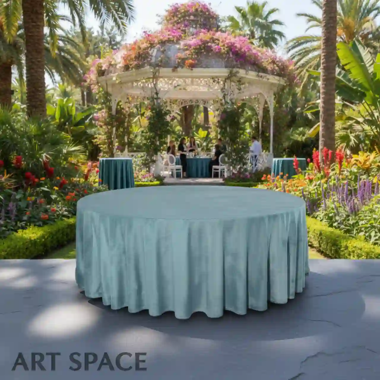 Скатерти круглые зелено-голубого цвета