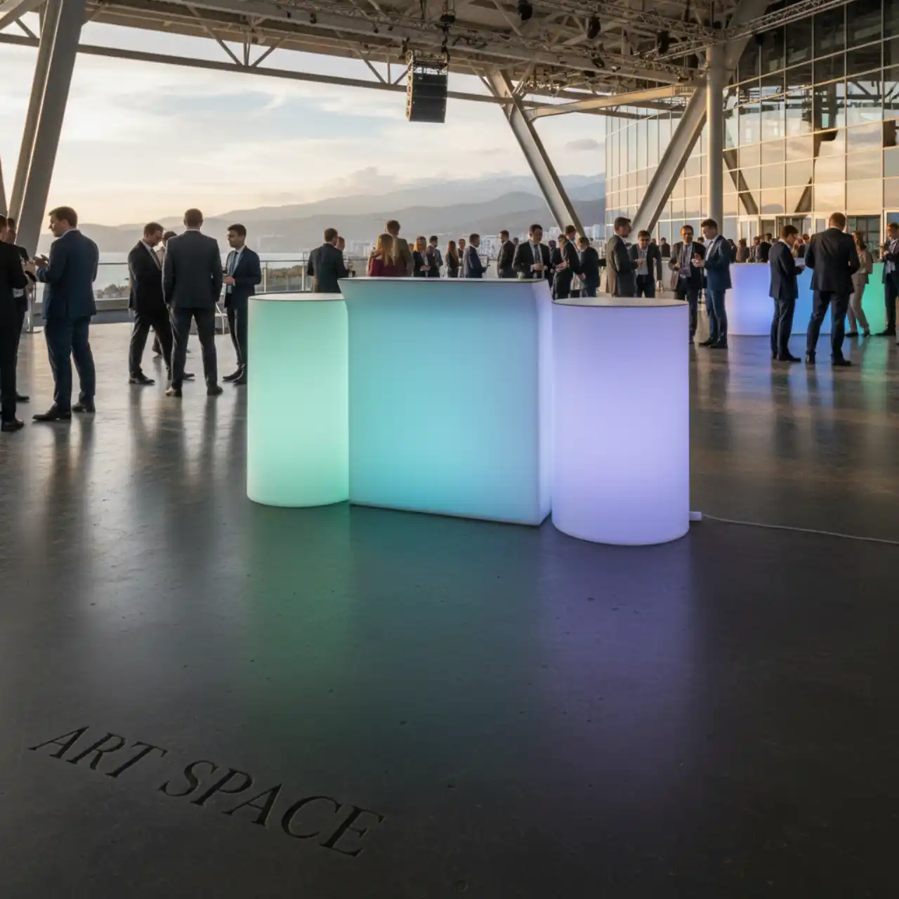 Стойки светящиеся ЭКО модель v1 ресепшен LED RGBW подсветка, стойки ресепшен, БАРНЫЕ, промо стойки, для регистрации гостей