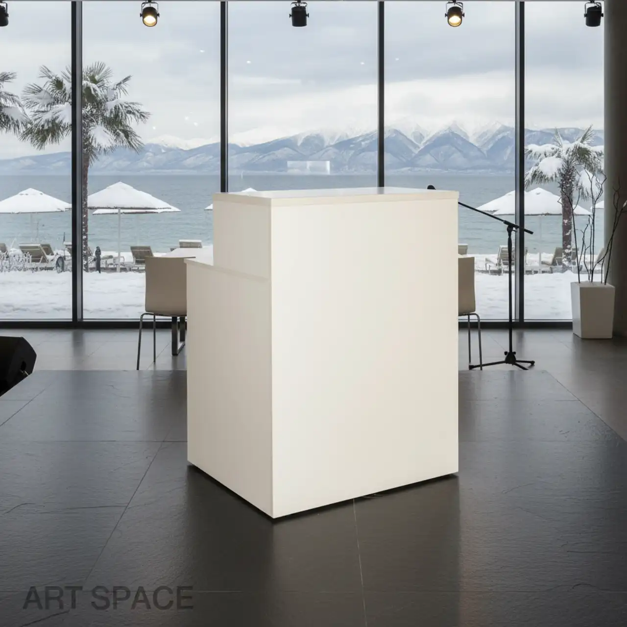 Стойки информационная (ресепшен) секционная. Для помещений и улицы в сухую погоду. Цвет: белый, возможно брендирование в любой цвет, нанесение изображения и логотипа. Материал: ЛДСП