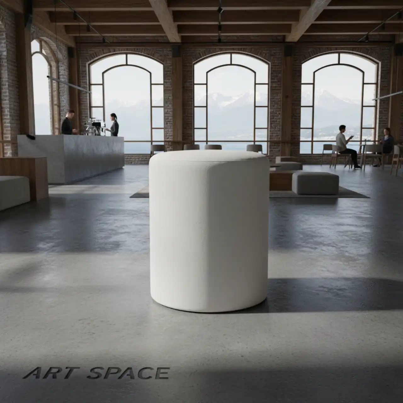 Пуфы мягкие, БЕЛЫЙ цвет, велюр