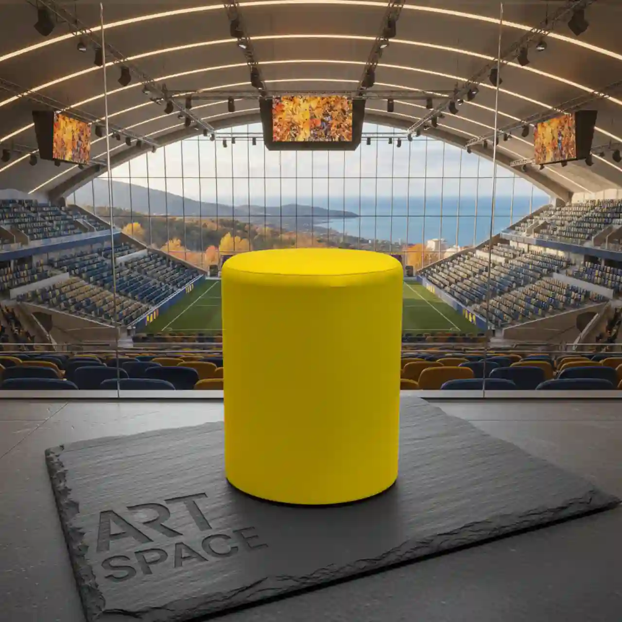 Пуфы мягкие, ЖЕЛТЫЙ цвет, велюр