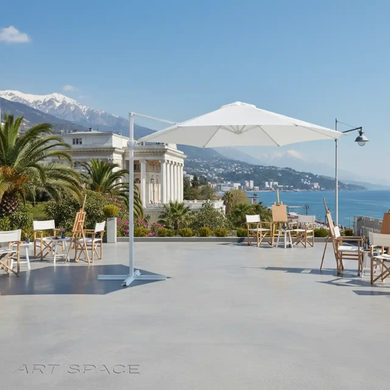 Зонты уличные на боковой опоре белые