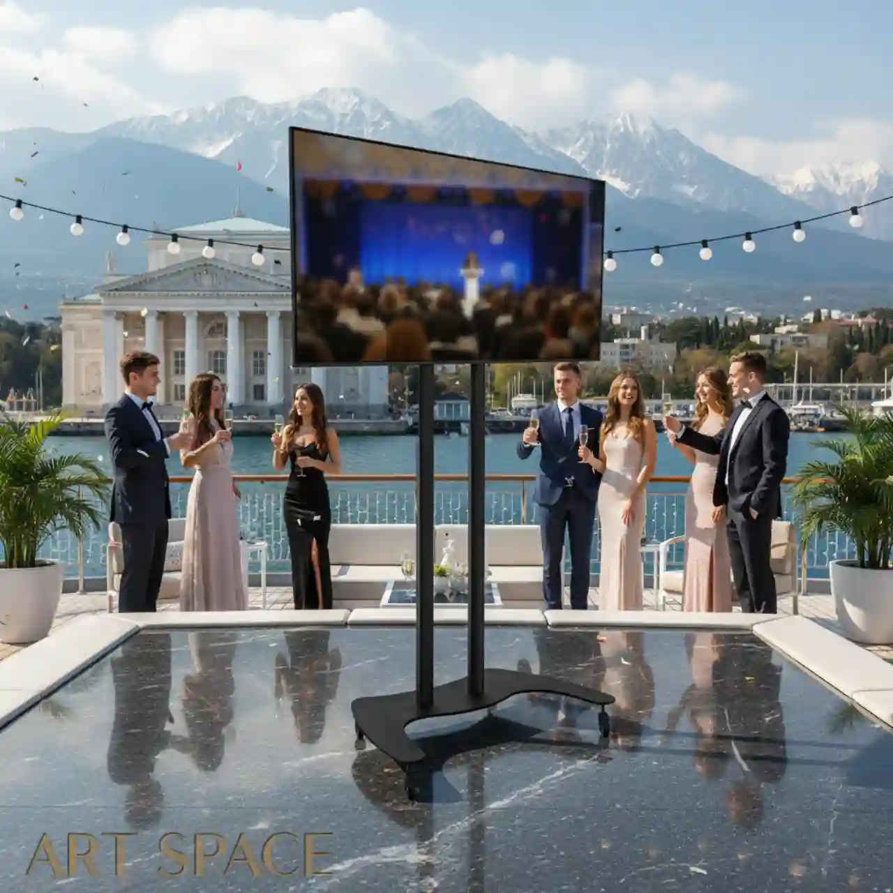 TV экраны 43 дюйма на напольных стойках