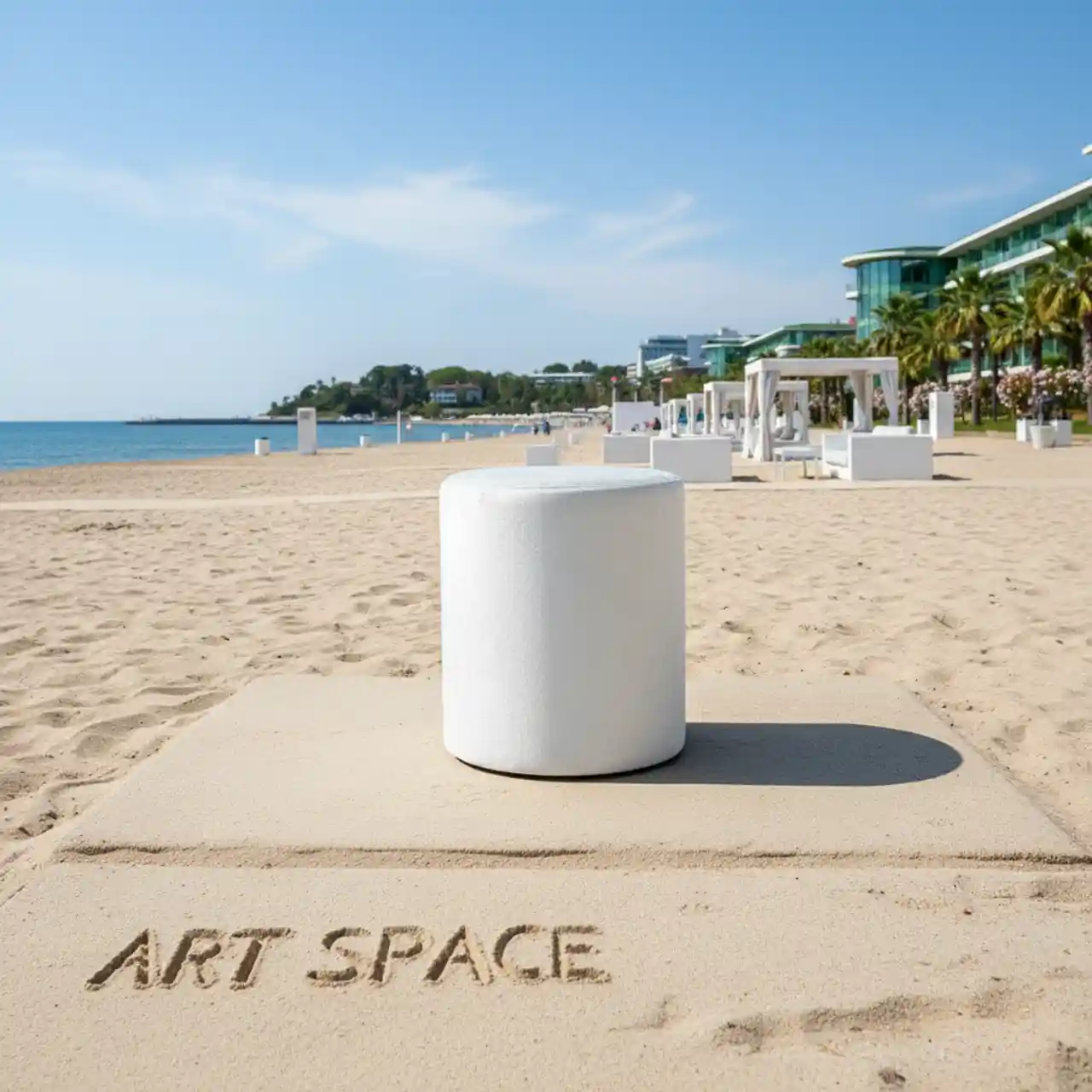 Пуфы мягкие, БЕЛЫЙ цвет, велюр