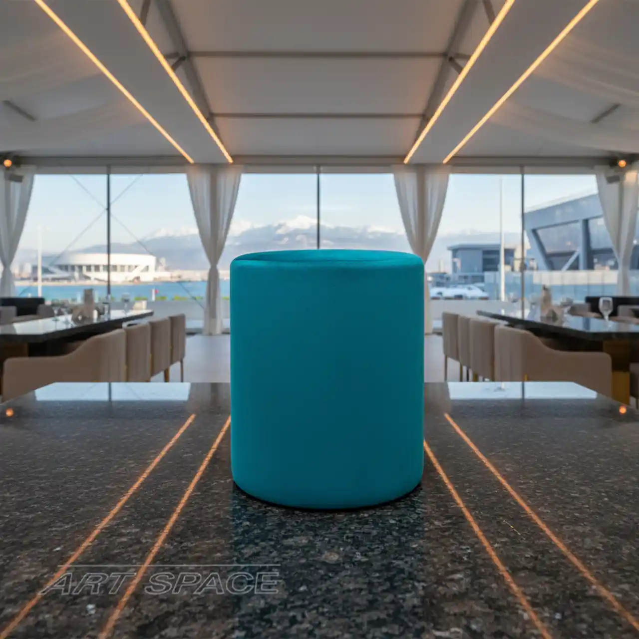 Пуфы мягкие, БИРЮЗОВЫЙ цвет, велюр