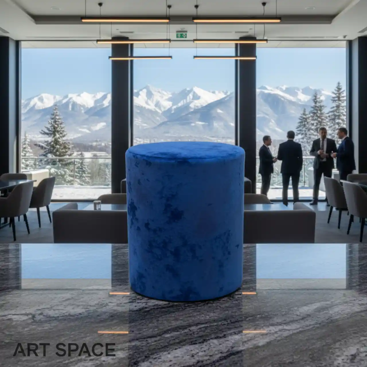 Пуфы мягкие, СИНИЙ цвет, велюр