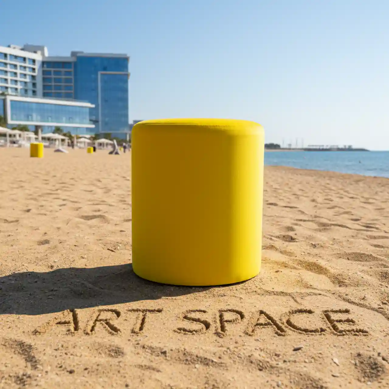 Пуфы мягкие, ЖЕЛТЫЙ цвет, велюр