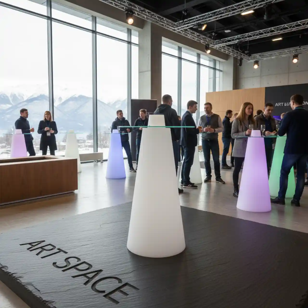 Столы коктейльные КОНУС светящиеся LED RGBW подсветка.