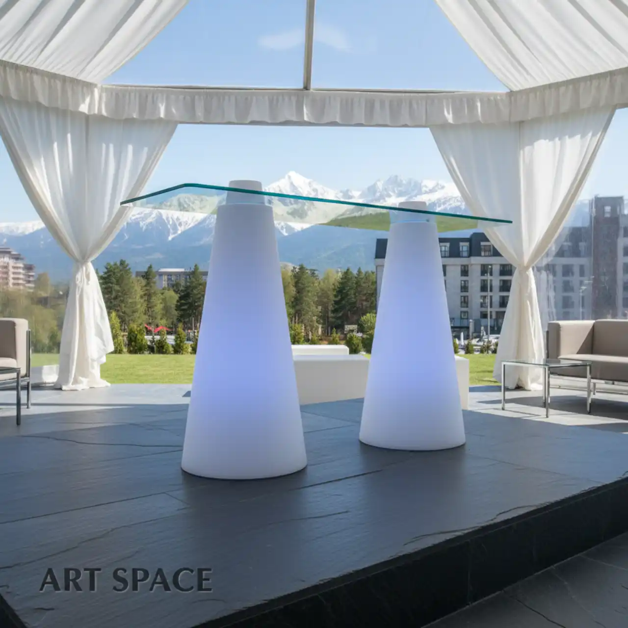 Столы коктейльные КОНУС светящиеся LED RGBW подсветка.