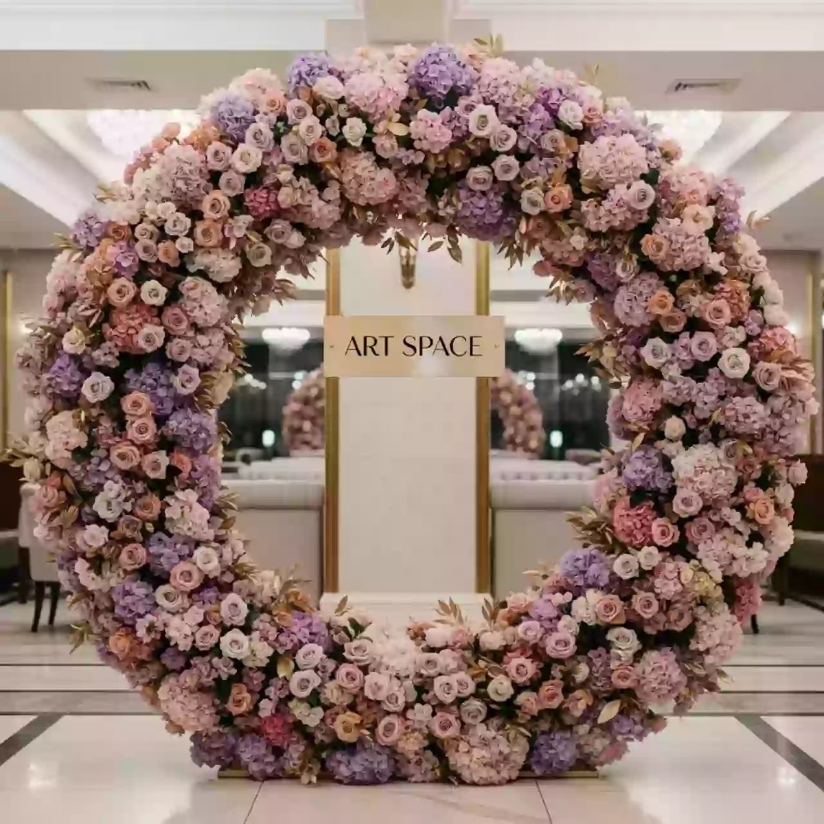 Аренда Арка круглая из цветов диаметром 2,5 м в ресторане «Плакучая Ива» — ART SPACE
