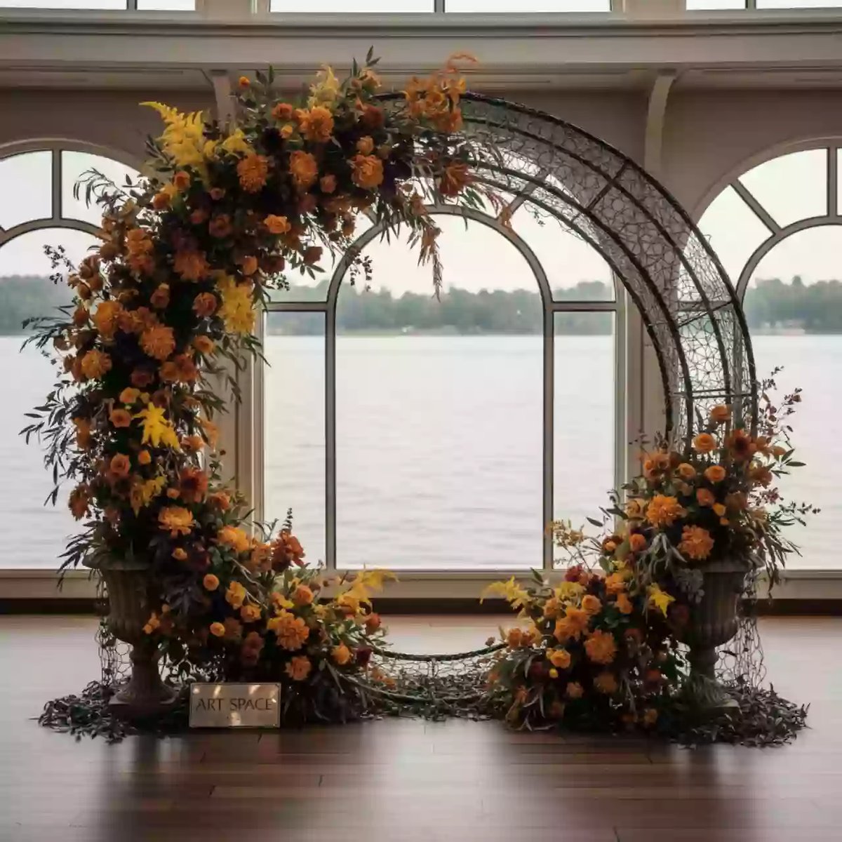 Аренда Арка сетка круглая с цветами на теплоходе «Дагомыс» — ART SPACE