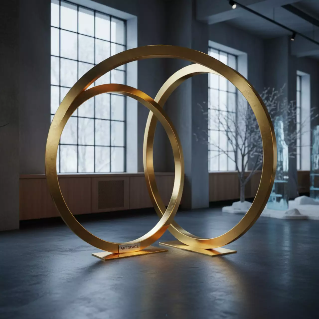 Аренда Арка золотая из двух колец в ресторане «Плакучая Ива» — ART SPACE