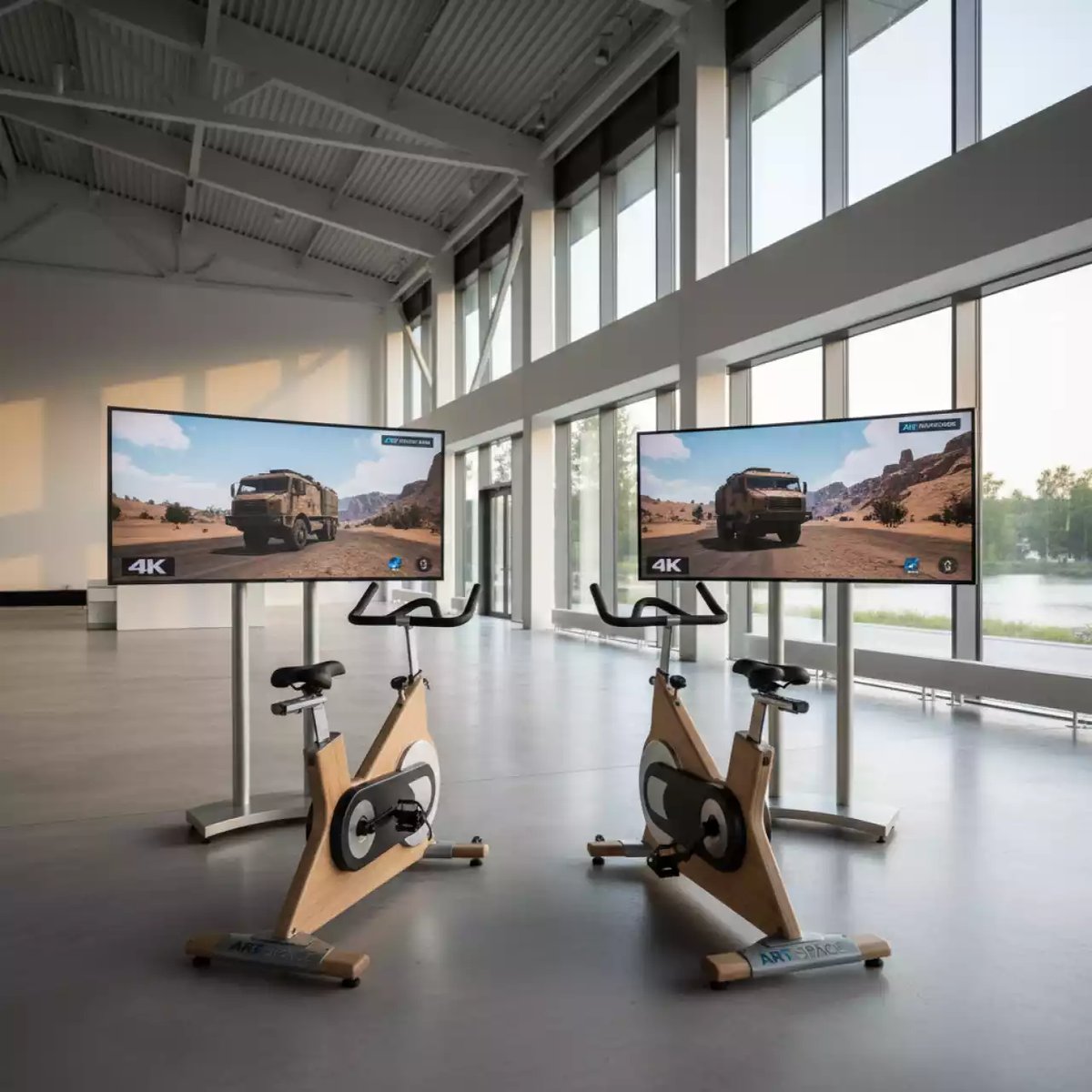 Аренда Автогонки военные на велотренажерах в Керлинговом центре «Ледяной куб» — ART SPACE