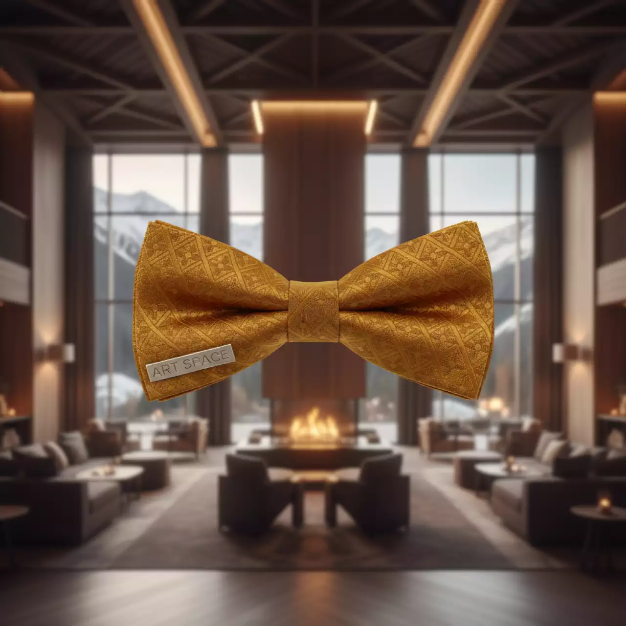 Аренда Бабочка официанта цвета охра с узором в Поляна 1389 Отель и Спа — ART SPACE