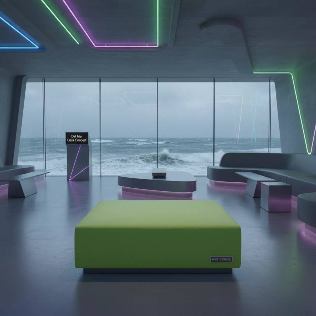 Аренда Банкетка Block Lime зеленая в пляжном клубе Del Mar — ART SPACE