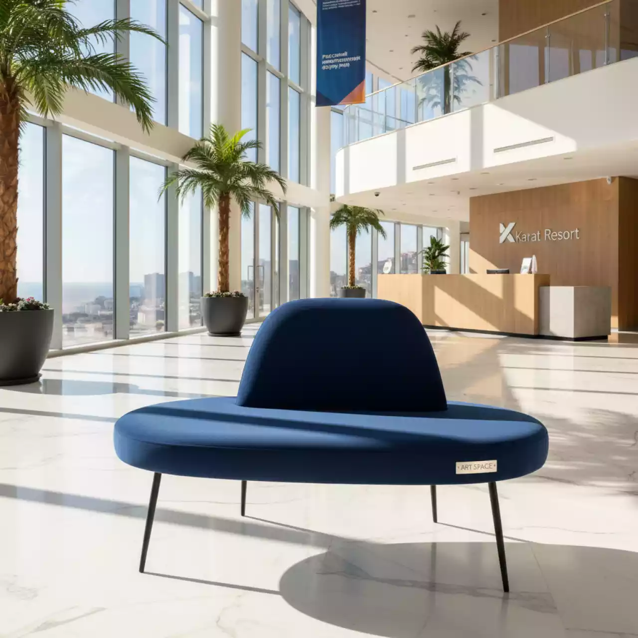 Аренда Банкетка Drop Blue синяя в Karat Resort — ART SPACE