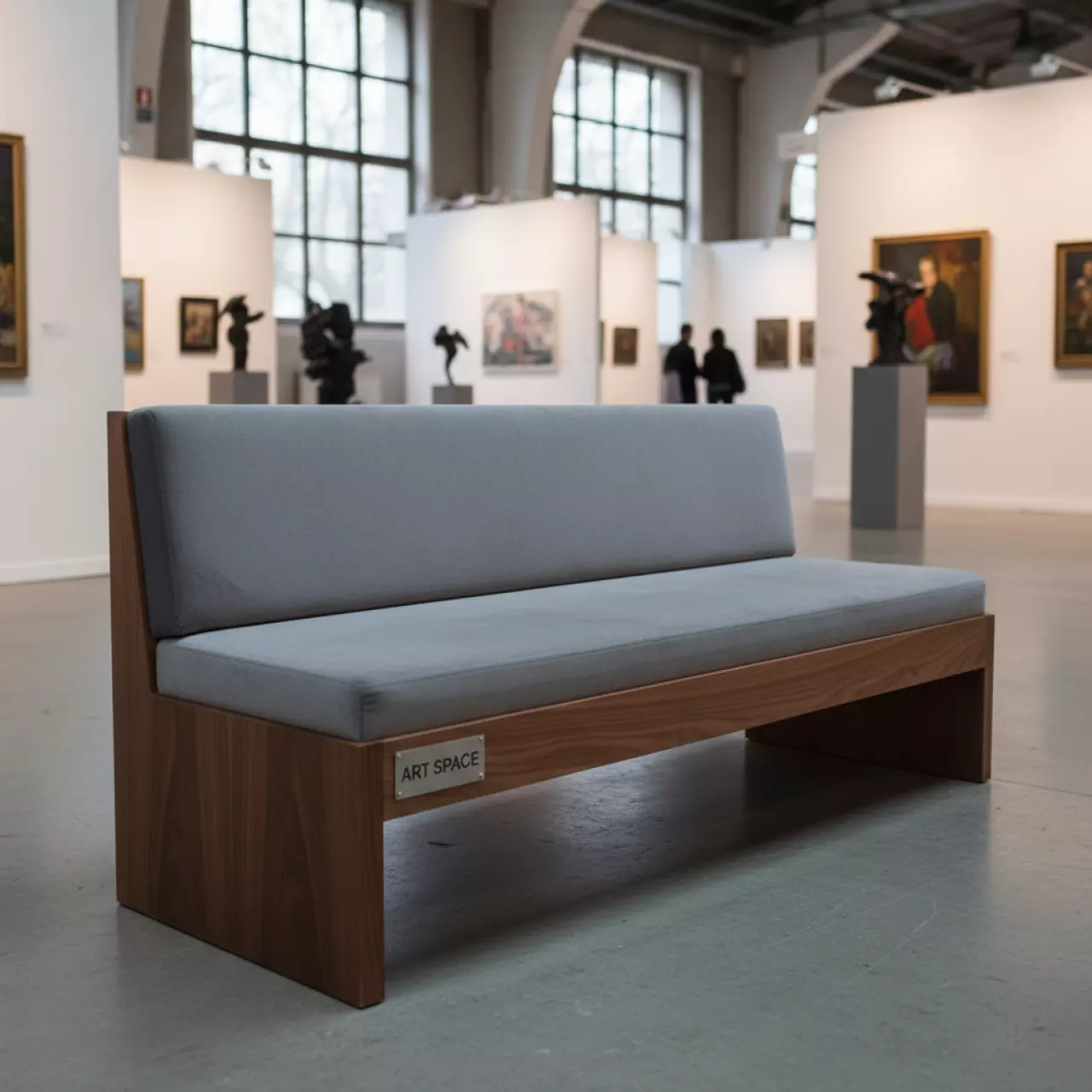 Аренда Банкетка Исэ орех велюр серый в Маринс Парк Отеле — ART SPACE