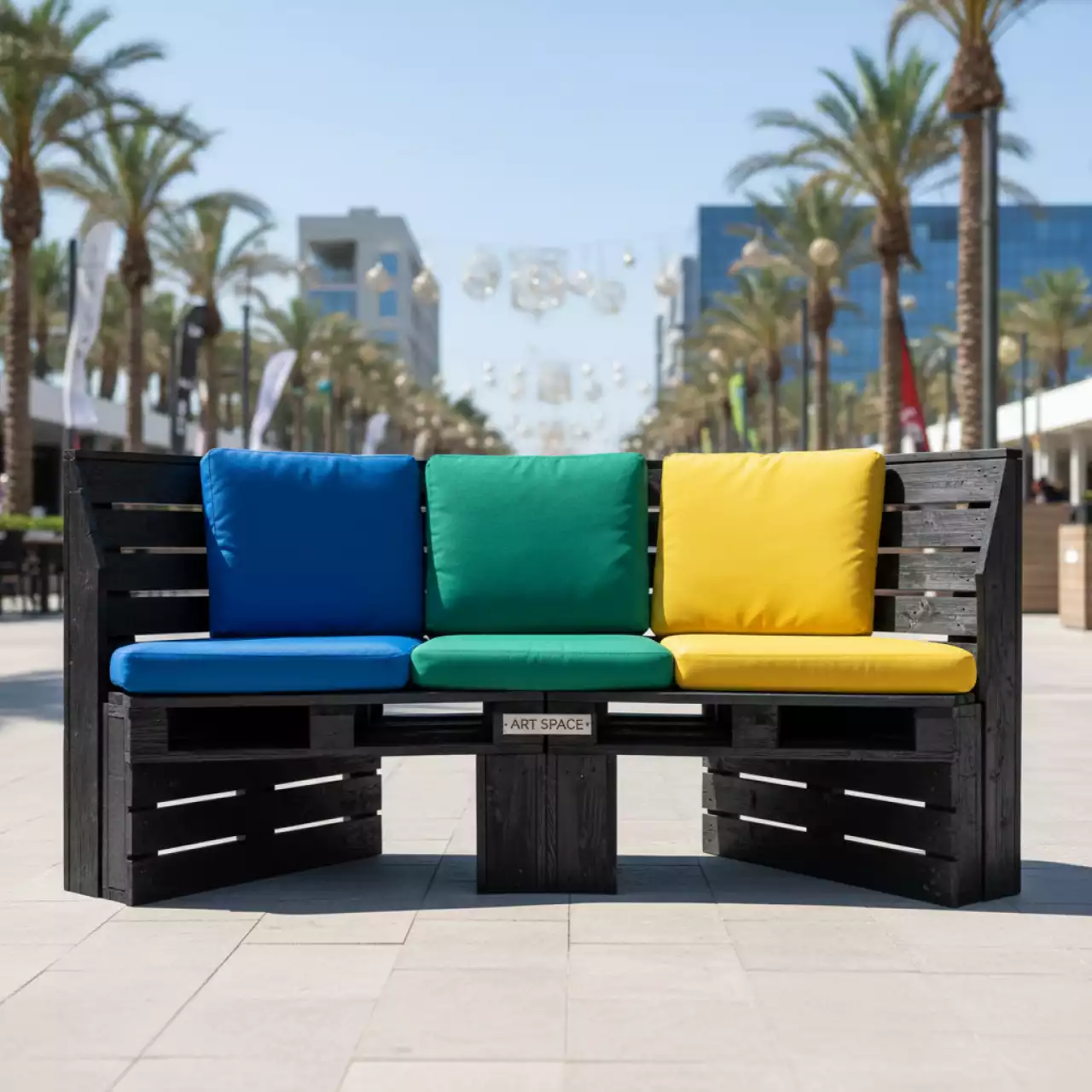 Аренда Банкетка из обожженных паллет в Gamma Sirius — ART SPACE