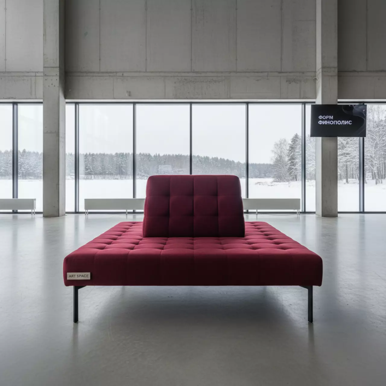 Аренда Банкетка красная со стежкой квадрат в Karat Resort — ART SPACE