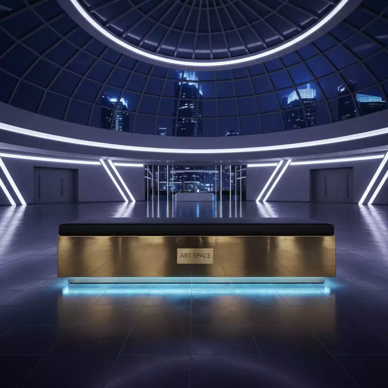 Аренда Банкетки rectangle черная с золотым основанием в Novotel Resort — ART SPACE