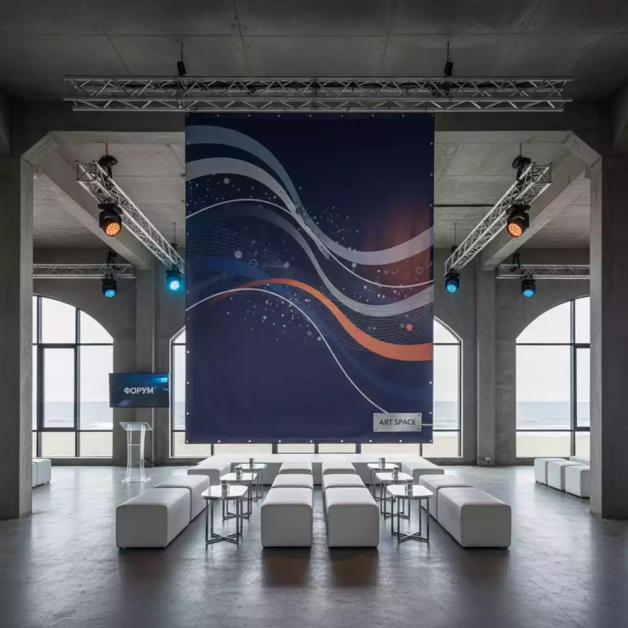 Аренда Баннер Vikuflex A ламинированный Frontlit 440 гр 50x1,37 м в пляжном комплексе VinoGrad — ART SPACE