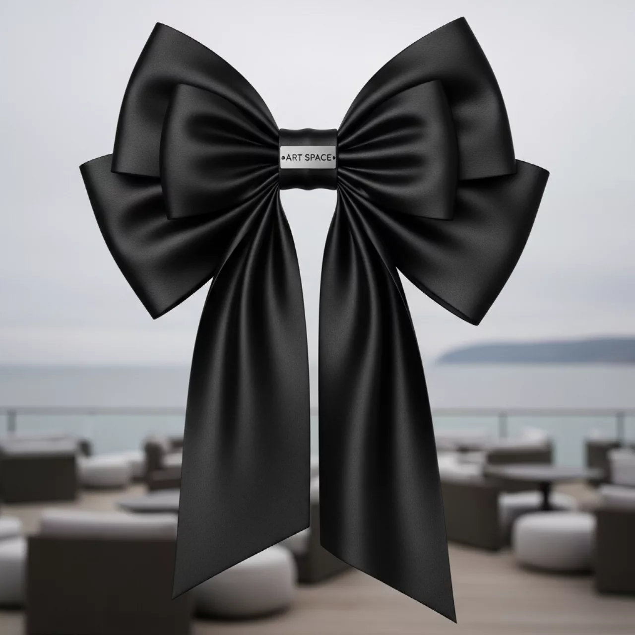 Аренда Бант черный атласный на пляжных клубах Хосты — ART SPACE