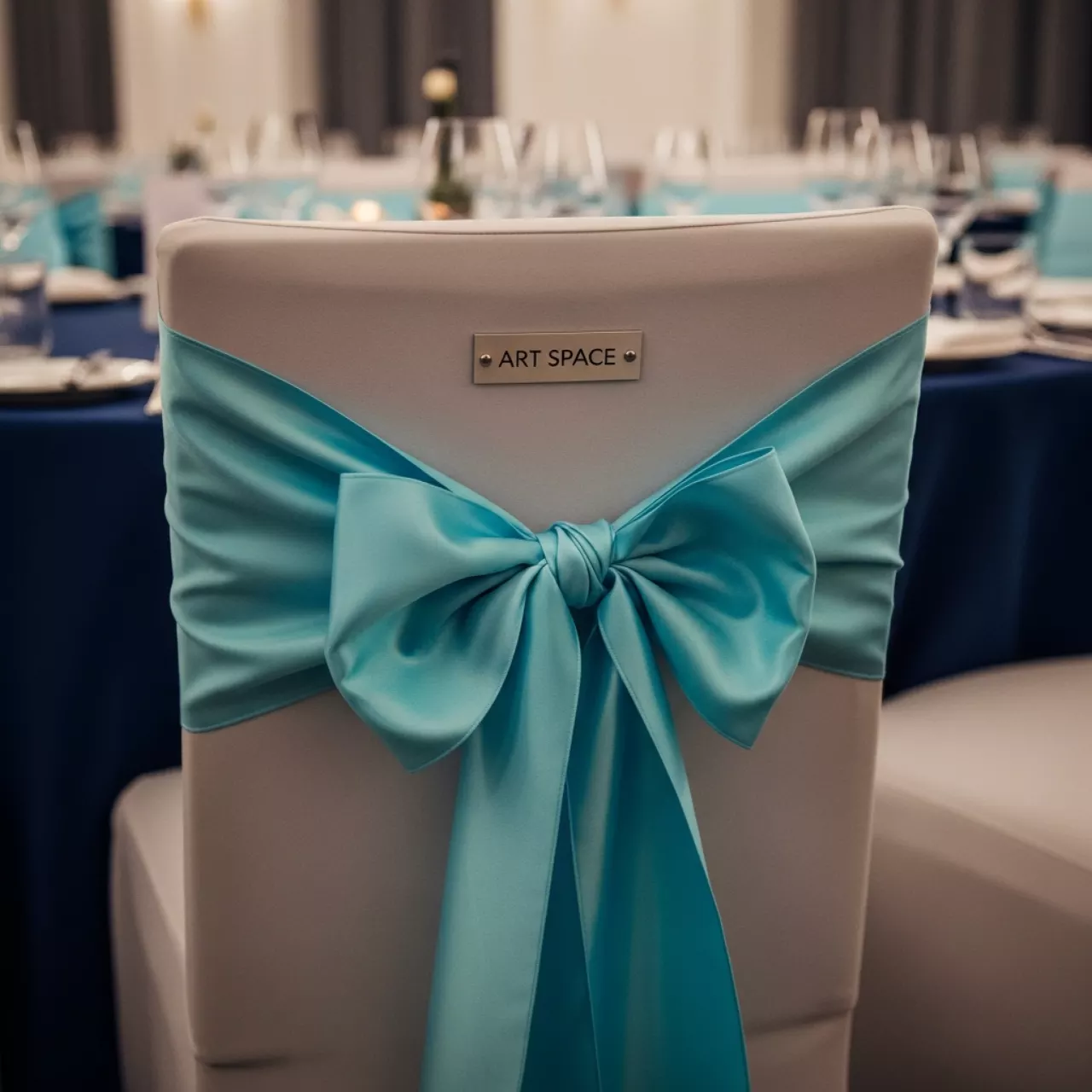 Аренда Банты на стулья голубые в ресторане «Плакучая Ива» — ART SPACE