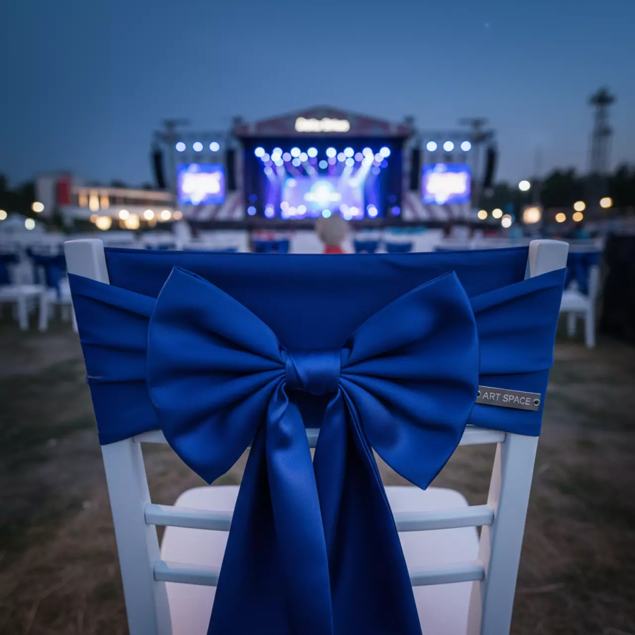 Аренда Банты на стулья синие в Delta Sirius — ART SPACE