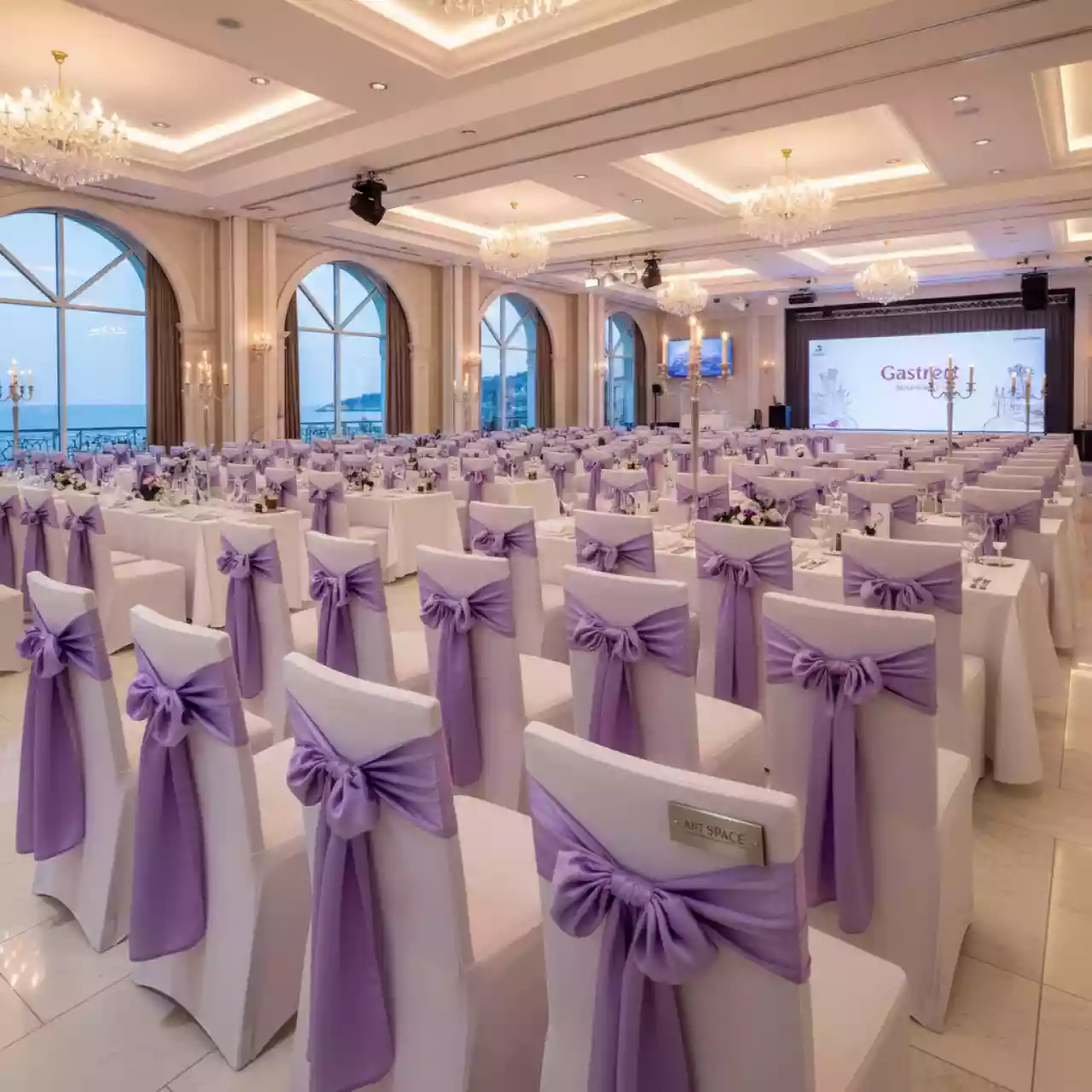 Аренда Банты на стулья сиреневые в Pullman Sochi Centre — ART SPACE