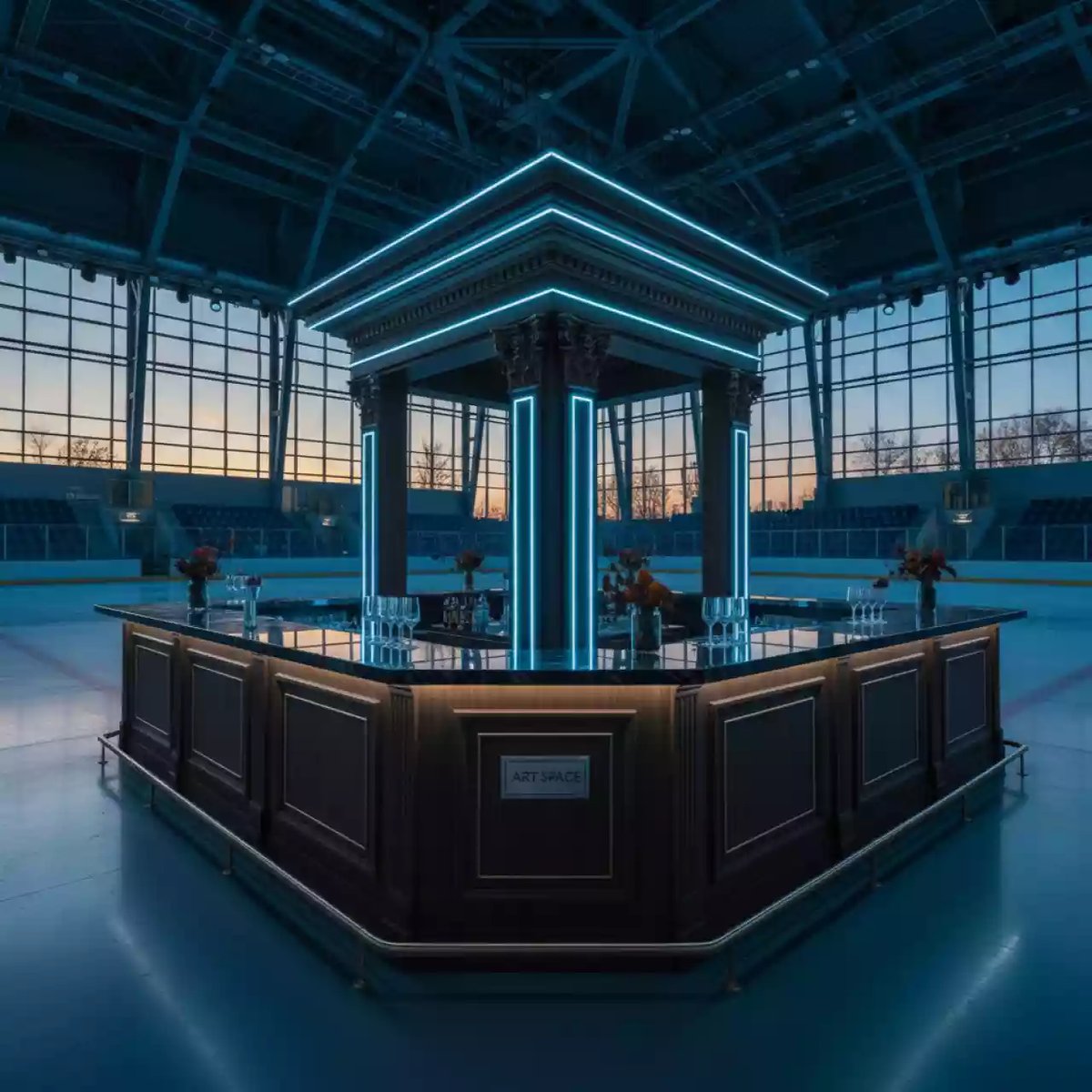 Аренда Бар нео для праздника в ледовой арене «Шайба» — ART SPACE